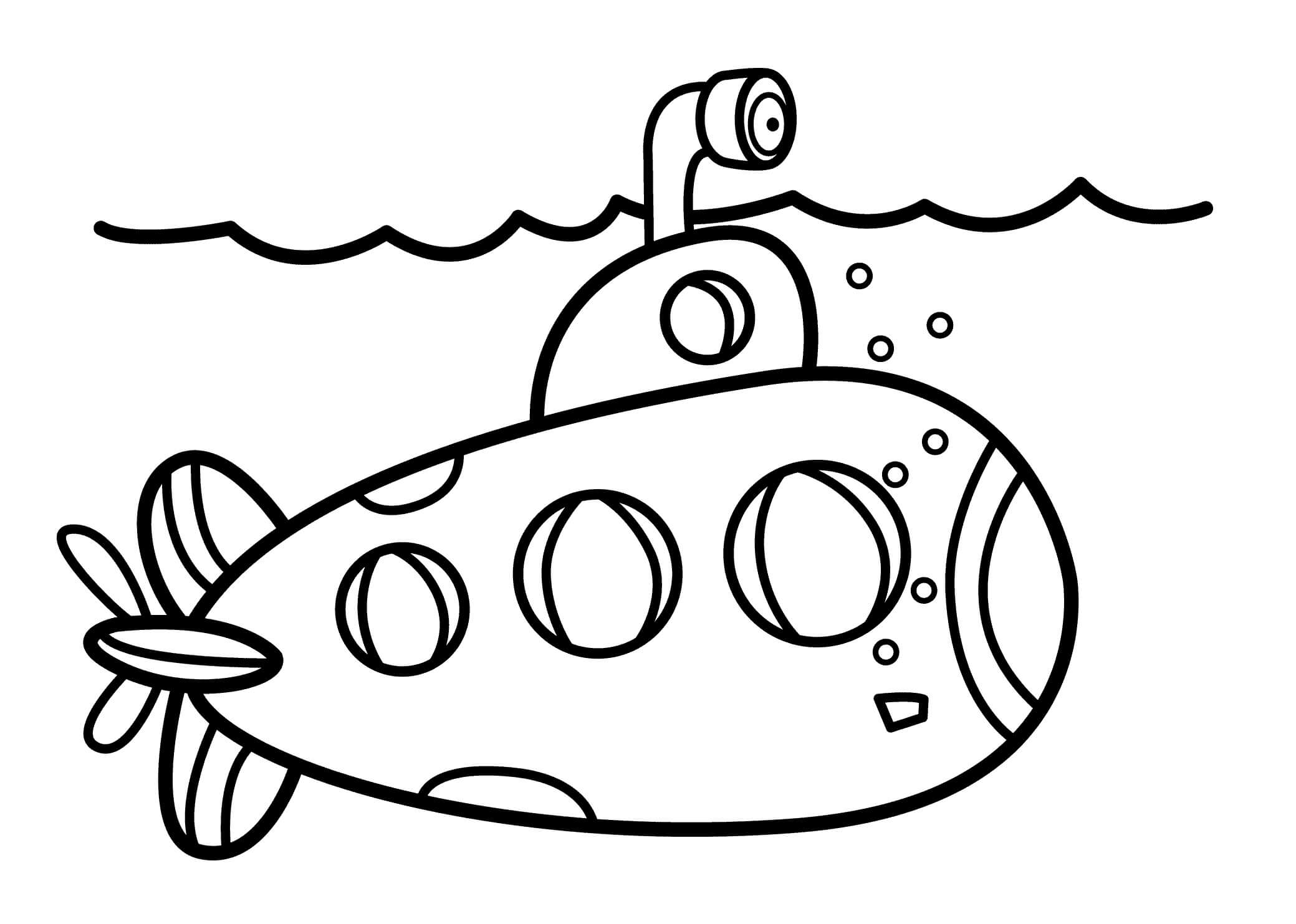 Dibujo Submarino De Pesca Para Imprimir Y Colorear